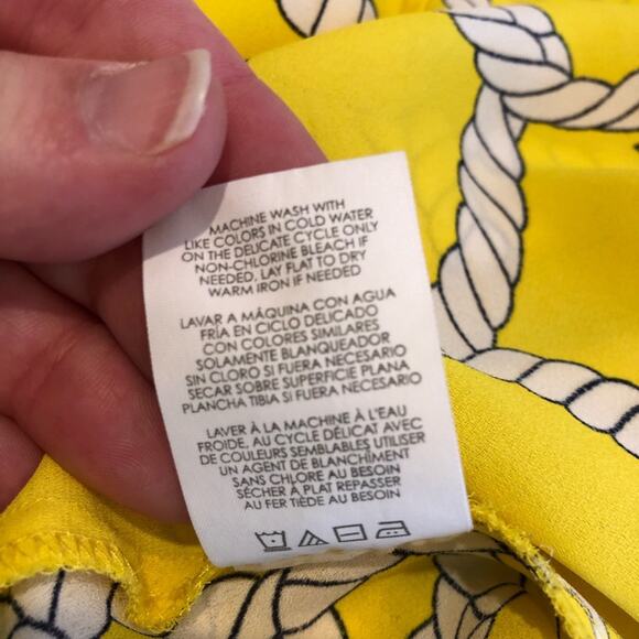 Cabi yellow and white anchor rope print tie front top size Medium #5707 - Picture 10 of 15